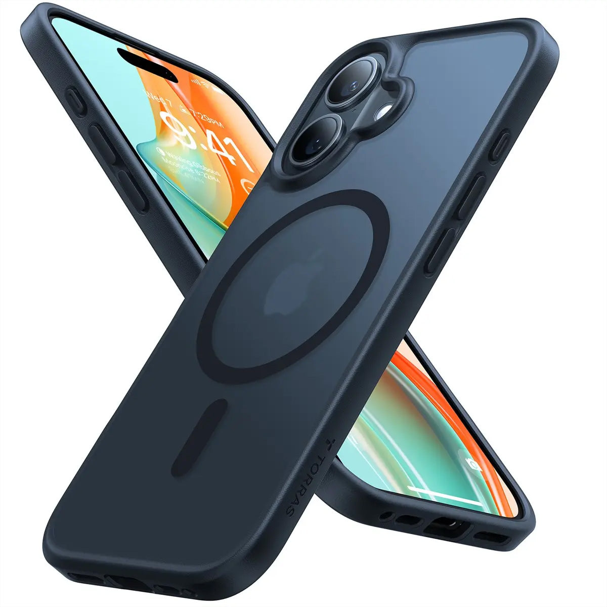 Torras Guardian Backcover – für Apple iPhone 16, MagSafe, PC+TPU, Schwarz, verstärkte Ecken