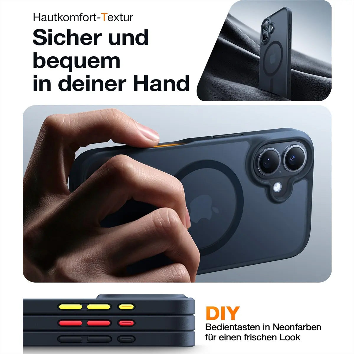 Torras Guardian Backcover – für Apple iPhone 16, MagSafe, PC+TPU, Schwarz, verstärkte Ecken