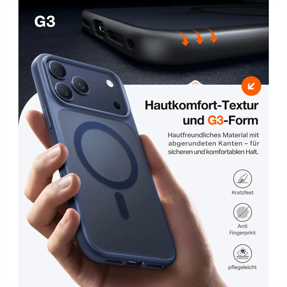 Torras Guardian Backcover – für Apple iPhone 17 Pro, MagSafe, PC+TPU, Blau