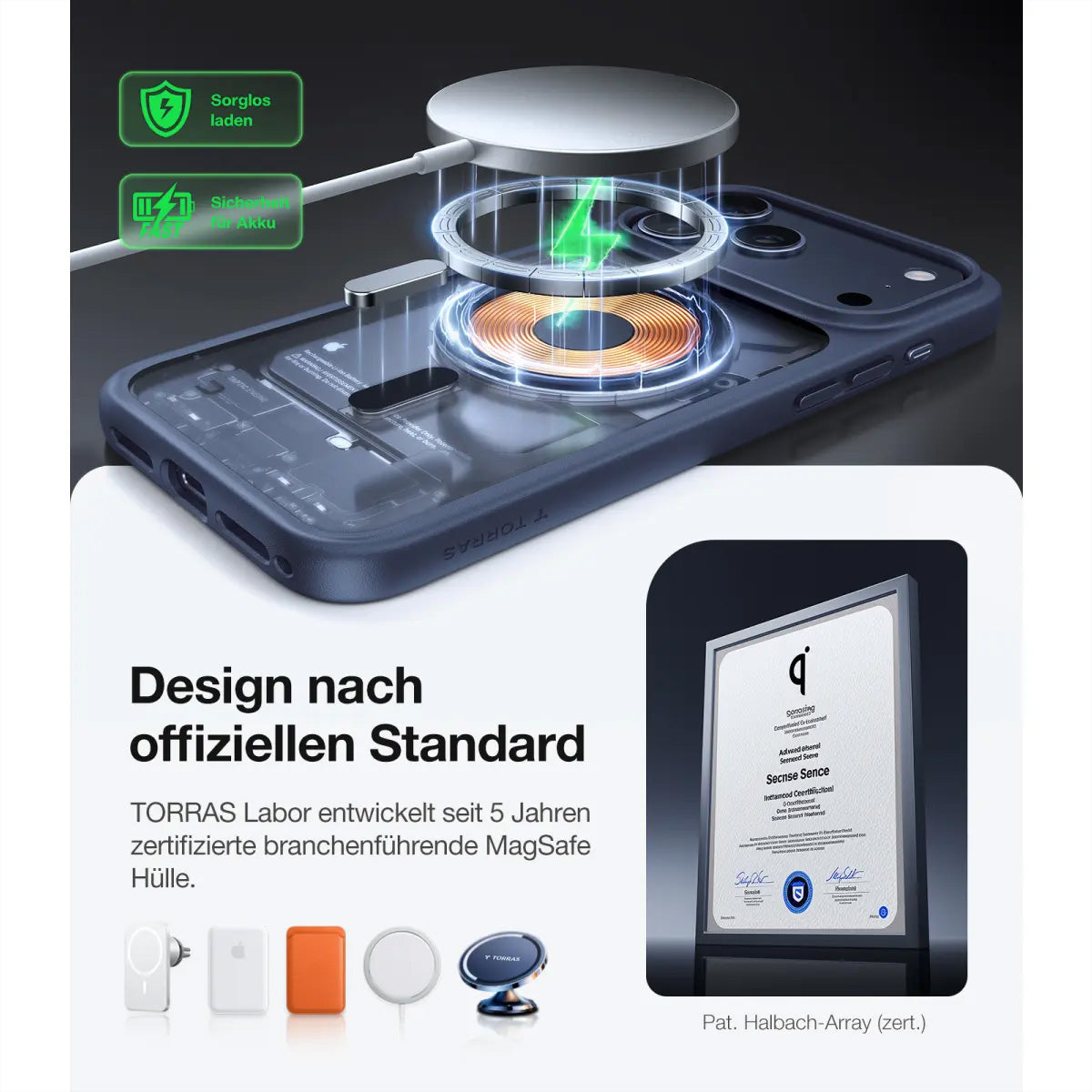 Torras Guardian Backcover – für Apple iPhone 17 Pro, MagSafe, PC+TPU, Blau