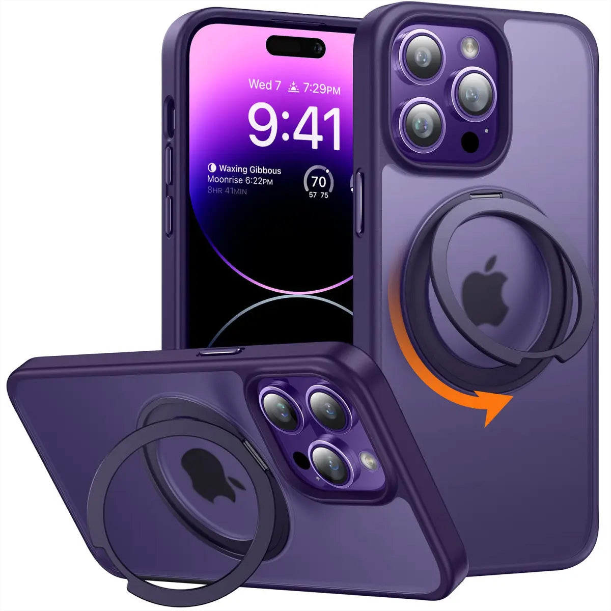 Torras UPRO Ostand Pro Backcover – für Apple iPhone 14 Pro – MagSafe, mit Ständer, PC+TPU, violett