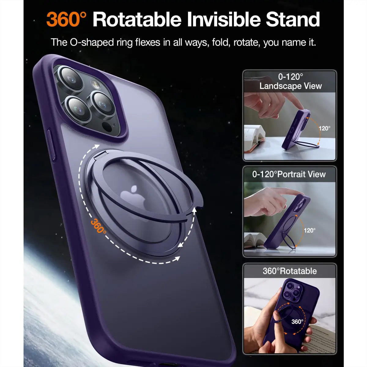 Torras UPRO Ostand Pro Backcover – für Apple iPhone 14 Pro – MagSafe, mit Ständer, PC+TPU, violett