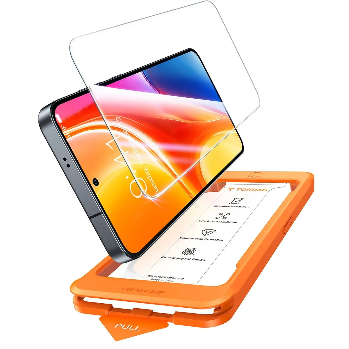 Torras Displayschutz (Panzerglas) – für Galaxy S25 – mit Applikator