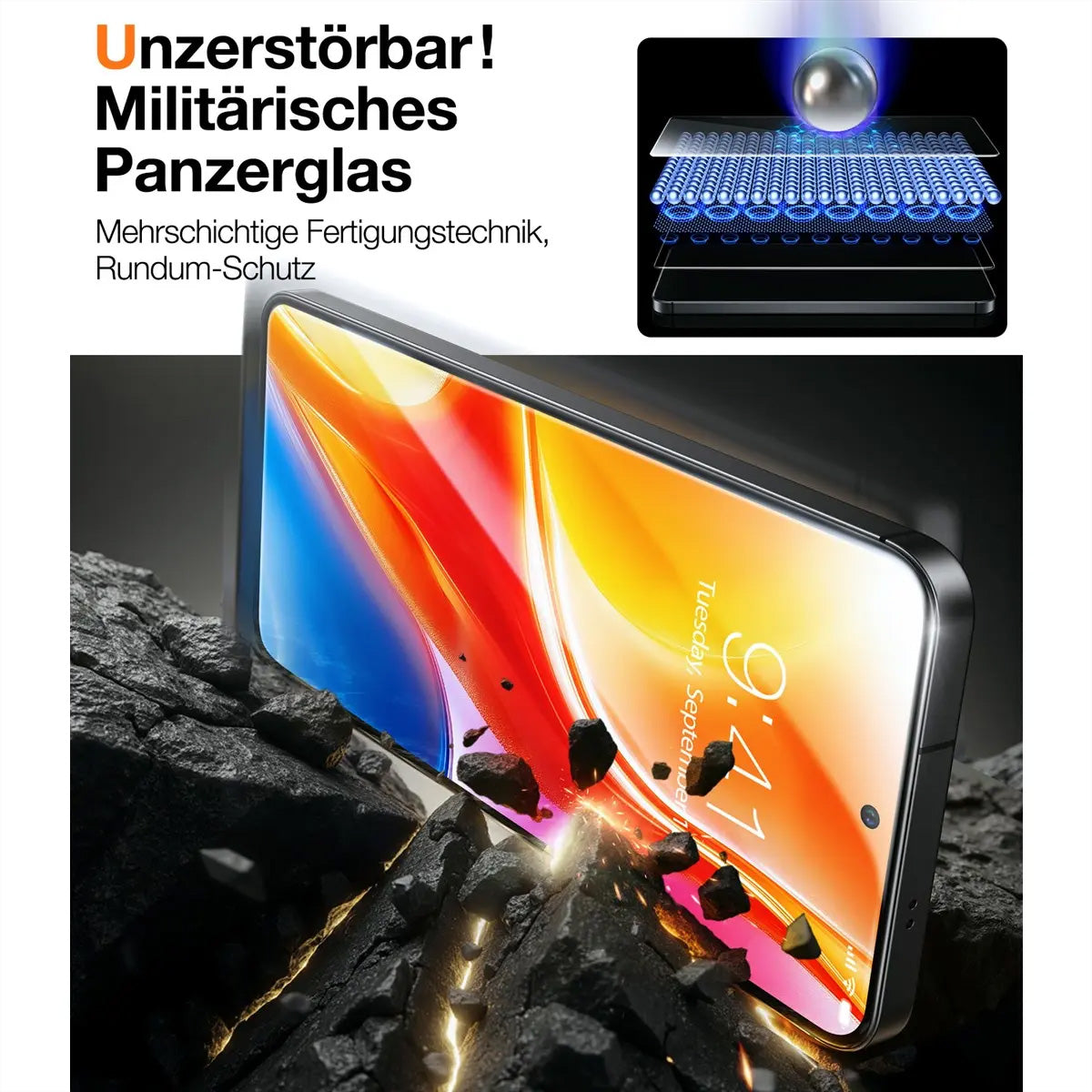 Torras Displayschutz (Panzerglas) – für Galaxy S25 – mit Applikator
