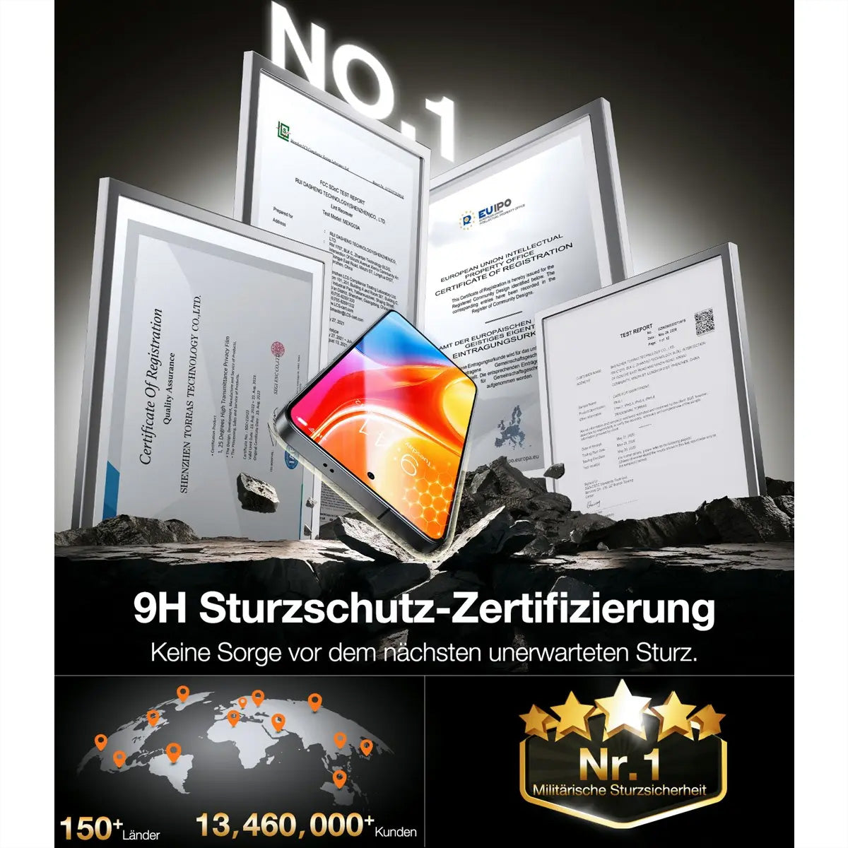 Torras Displayschutz (Panzerglas) – für Galaxy S25 – mit Applikator