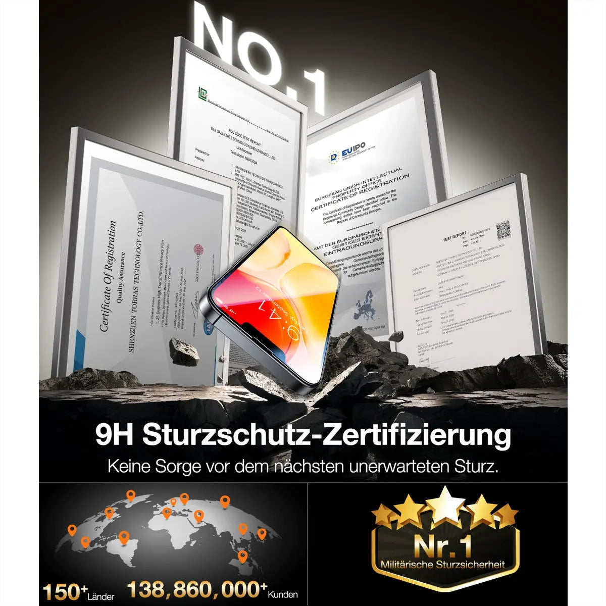 Torras Displayschutz (Panzerglas) – für iPhone 16e – mit Applikator