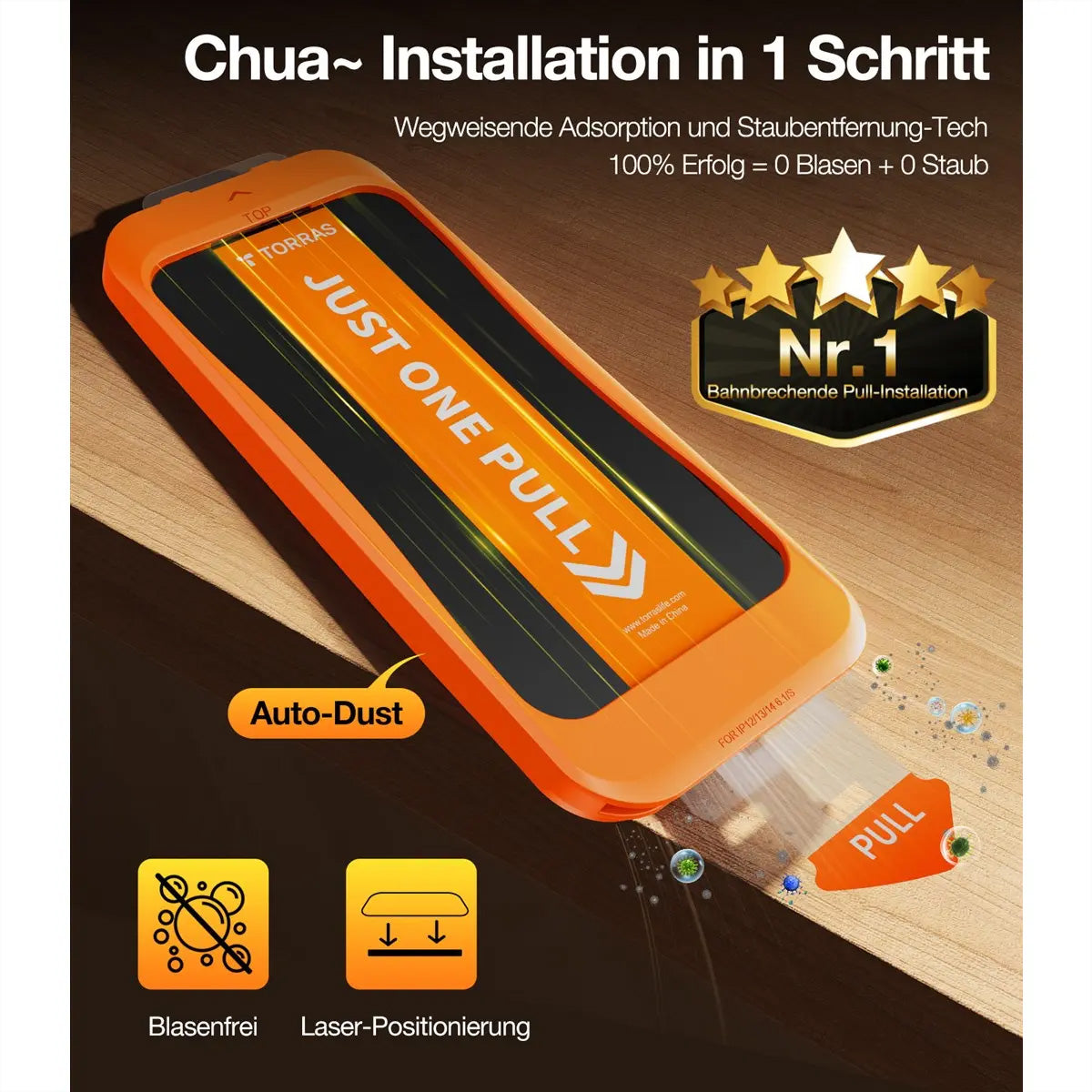 Torras Displayschutz (Panzerglas) – für iPhone 16e – mit Applikator