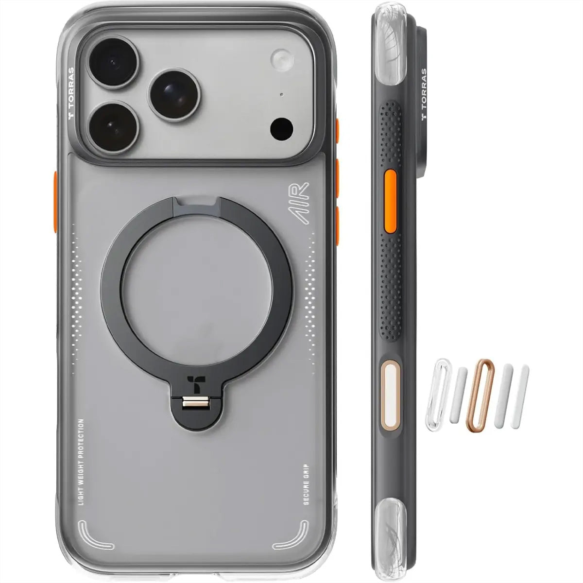 Torras Ostand Q3 Air Backcover – für Apple iPhone 17 Pro Max, MagSafe, mit Ständer, PC, Schwarz