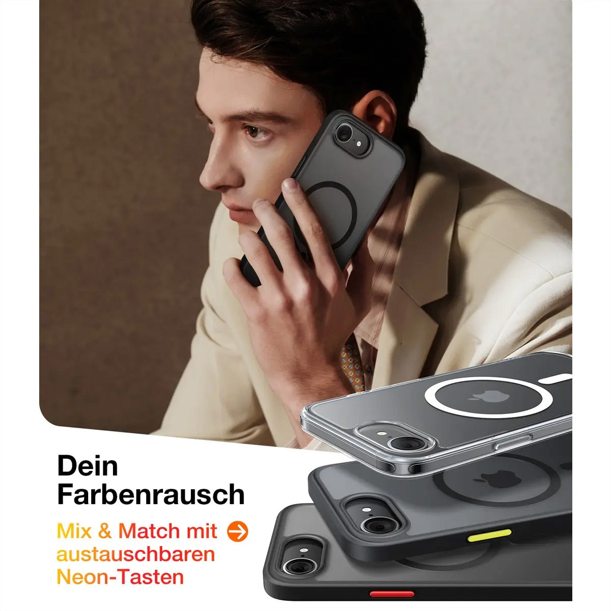 Torras Guardian Backcover – für Apple iPhone 16e, MagSafe, PC+TPU, Schwarz