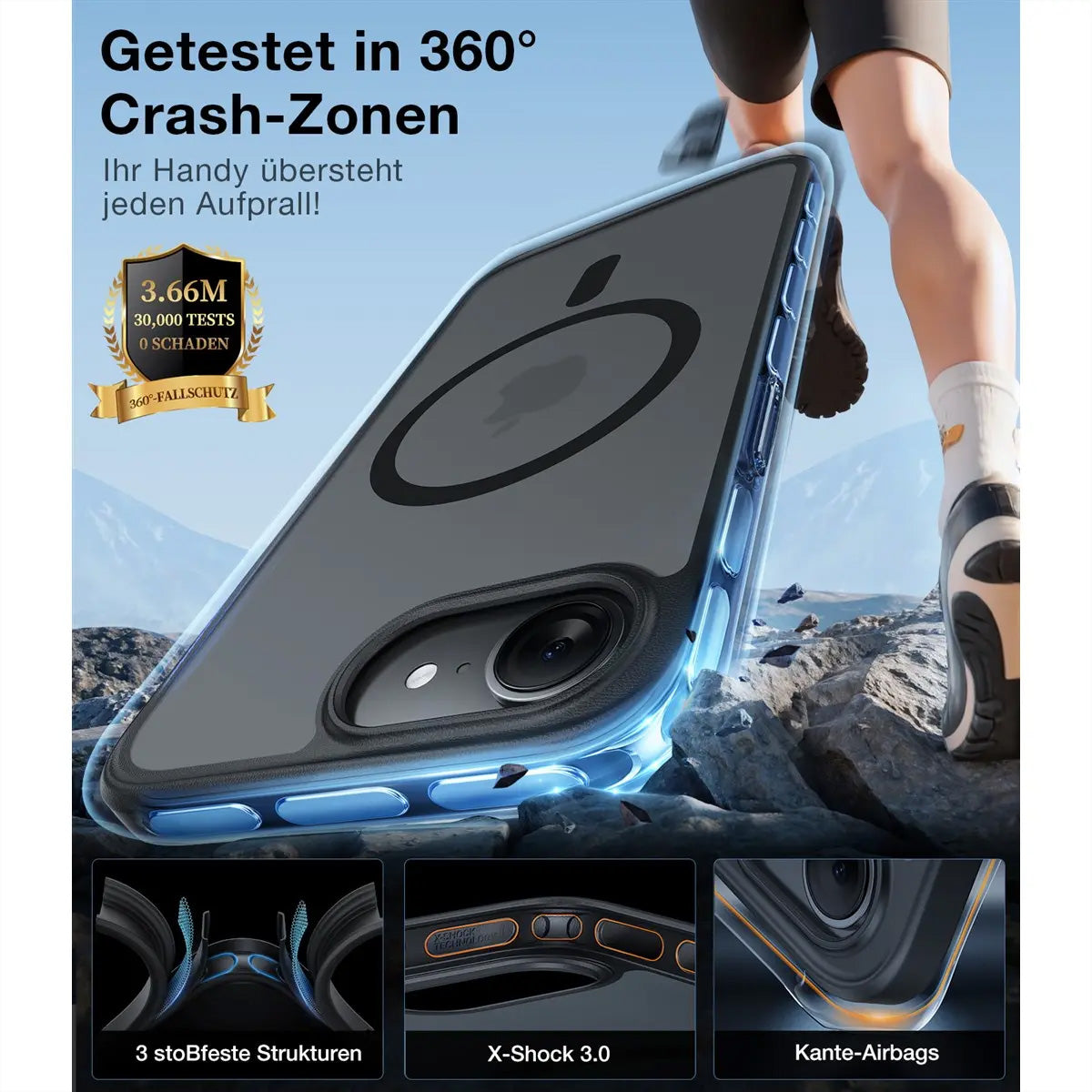 Torras Guardian Backcover – für Apple iPhone 16e, MagSafe, PC+TPU, Schwarz