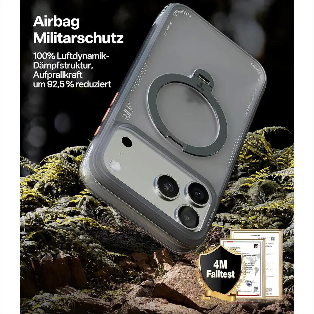 Torras Ostand Q3 Air Backcover – für Apple iPhone 17 Pro, MagSafe, mit Ständer, PC, schwarz