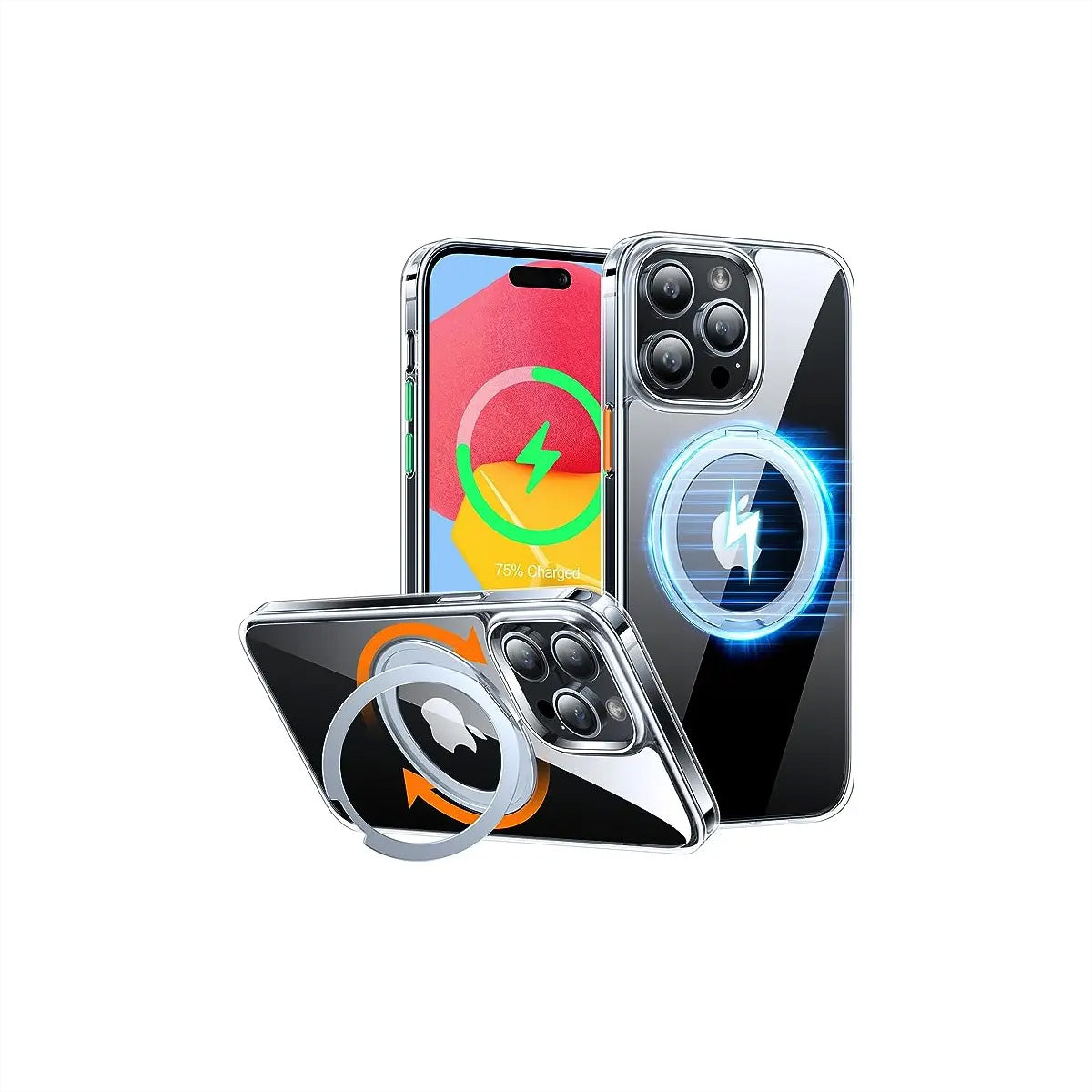 Torras UPRO Ostand Pro Backcover – für Apple iPhone 13 Pro, MagSafe, mit Ständer, PC+TPU, Transparent