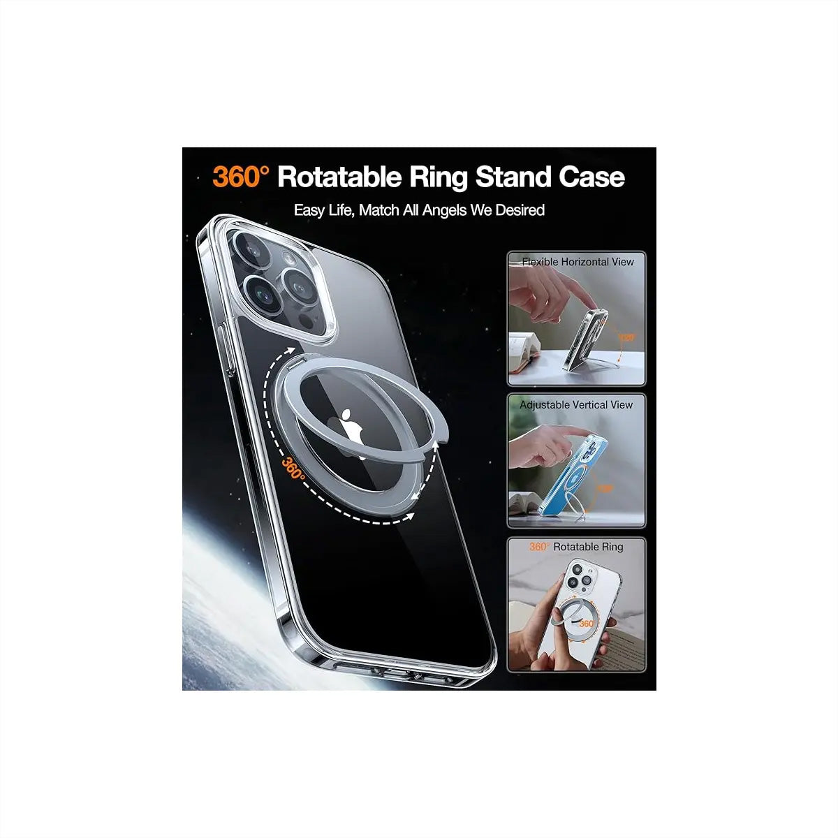 Torras UPRO Ostand Pro Backcover – für Apple iPhone 13 Pro, MagSafe, mit Ständer, PC+TPU, Transparent