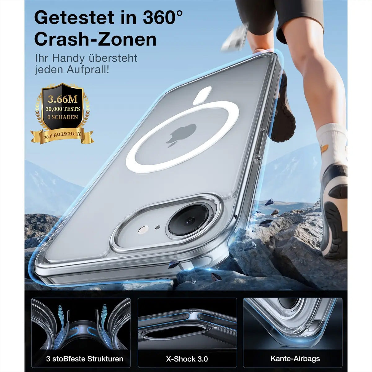 Torras Guardian Backcover – für Apple iPhone 16e, MagSafe, PC+TPU, Transparent