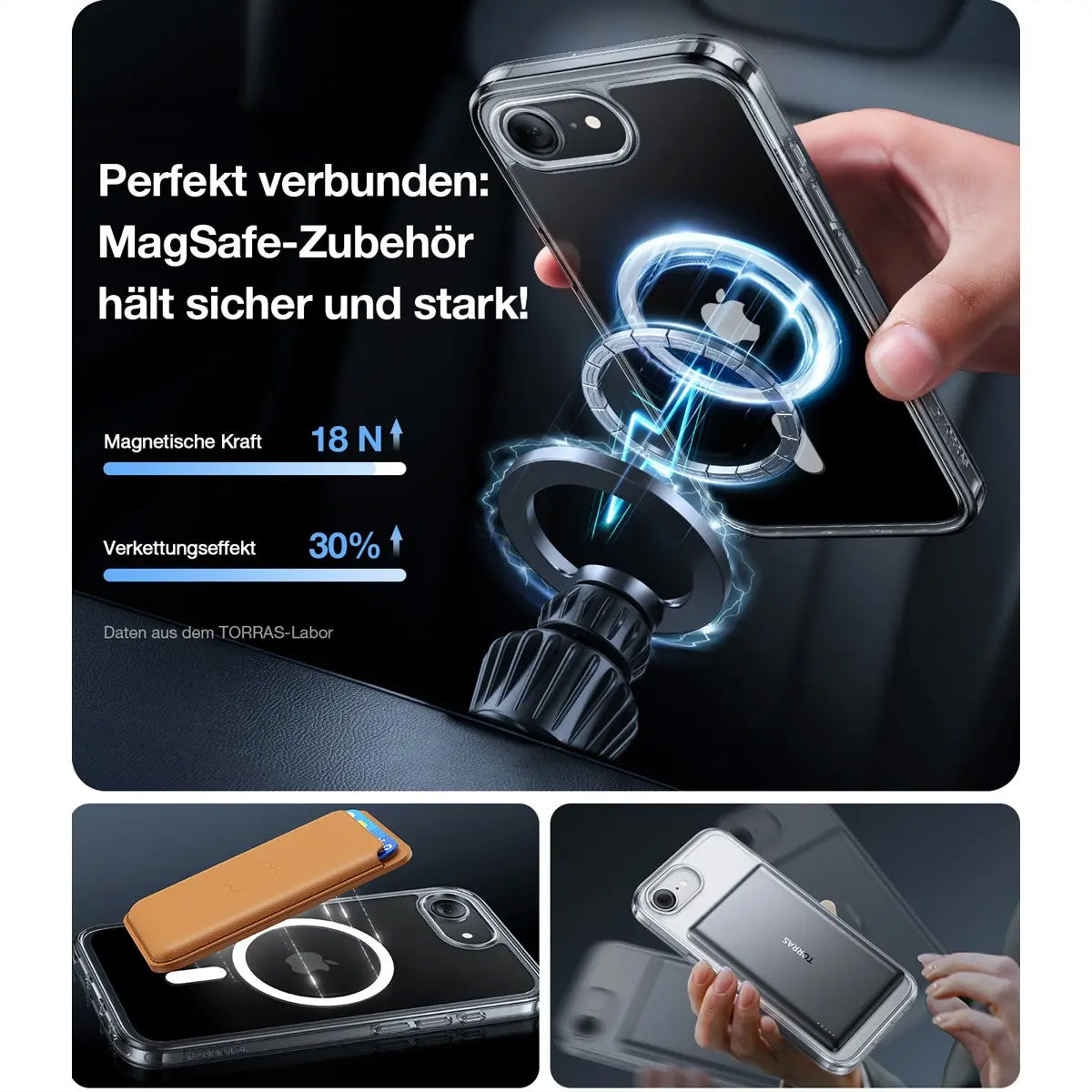 Torras Guardian Backcover – für Apple iPhone 16e, MagSafe, PC+TPU, Transparent