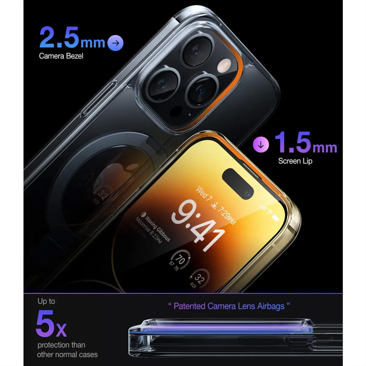 Torras UPRO Ostand Backcover – für Apple iPhone 14 Pro, MagSafe, mit Ständer, PC+TPU, Transparent