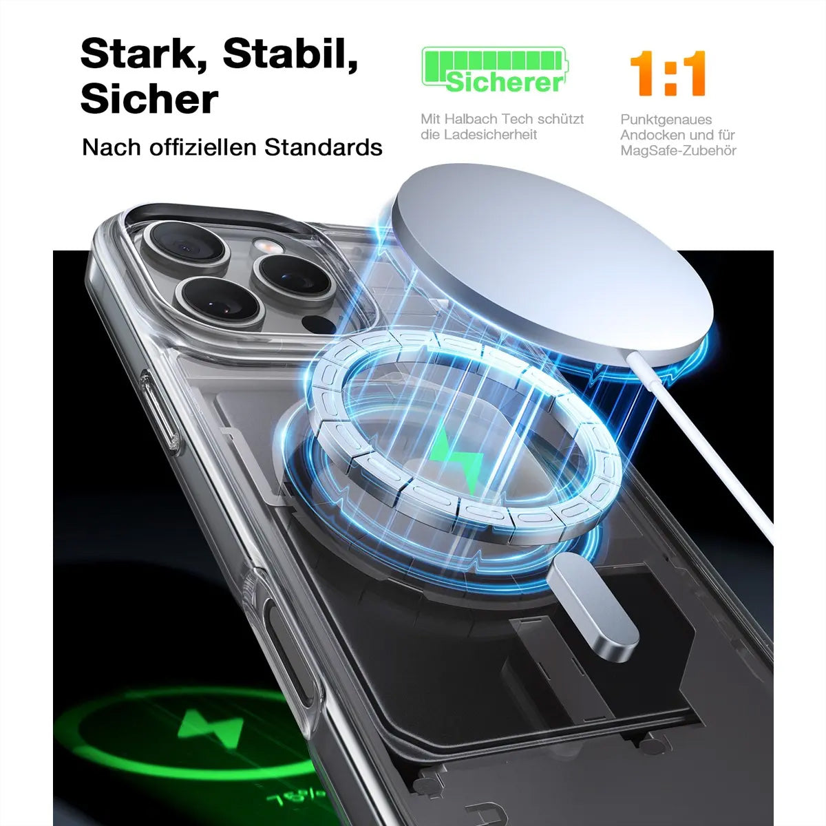 Torras Diamond – Backcover – für Apple iPhone 16, MagSafe, PC+TPU, Transparent