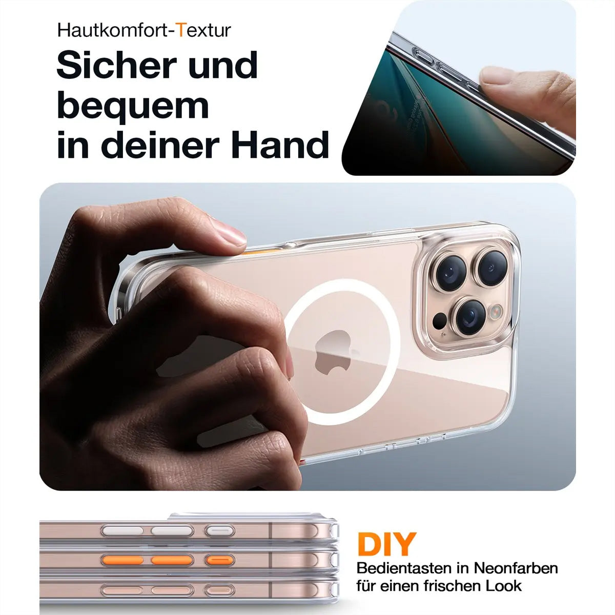 Torras Diamond – Backcover – für Apple iPhone 16, MagSafe, PC+TPU, Transparent