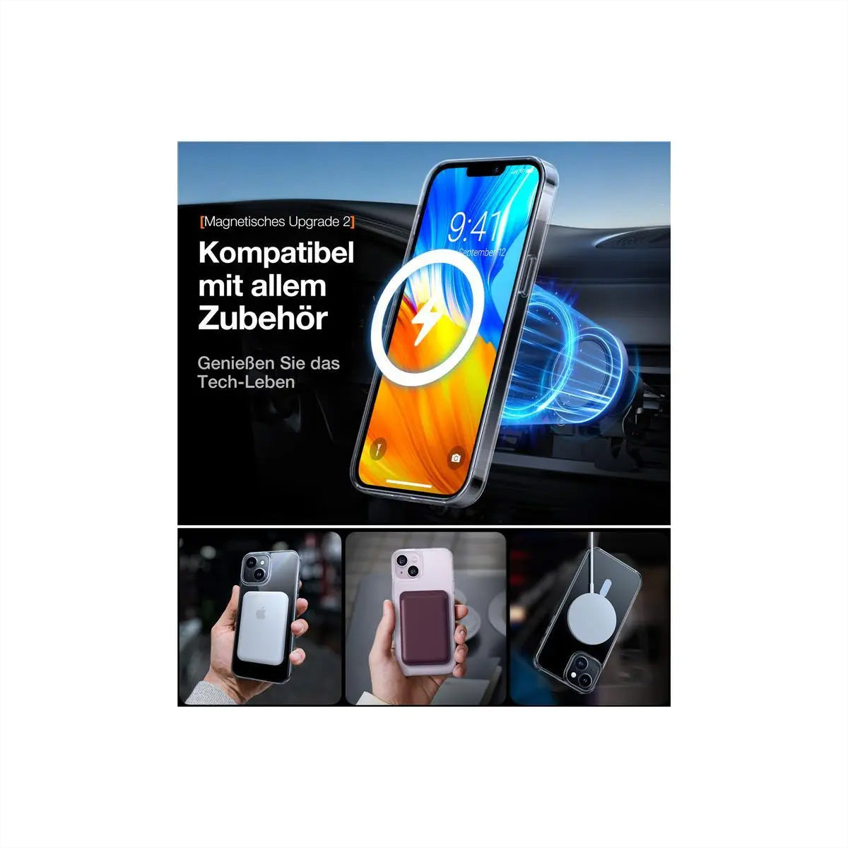 Torras Diamond – Backcover – für Apple iPhone 15 Plus, MagSafe, PC+TPU, Transparent