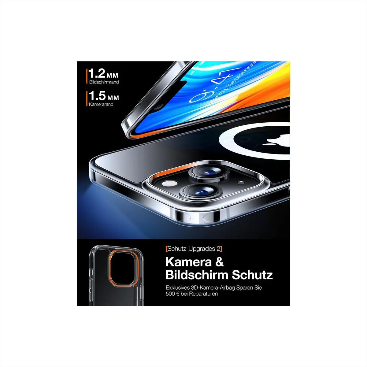 Torras Diamond – Backcover – für Apple iPhone 15 Plus, MagSafe, PC+TPU, Transparent