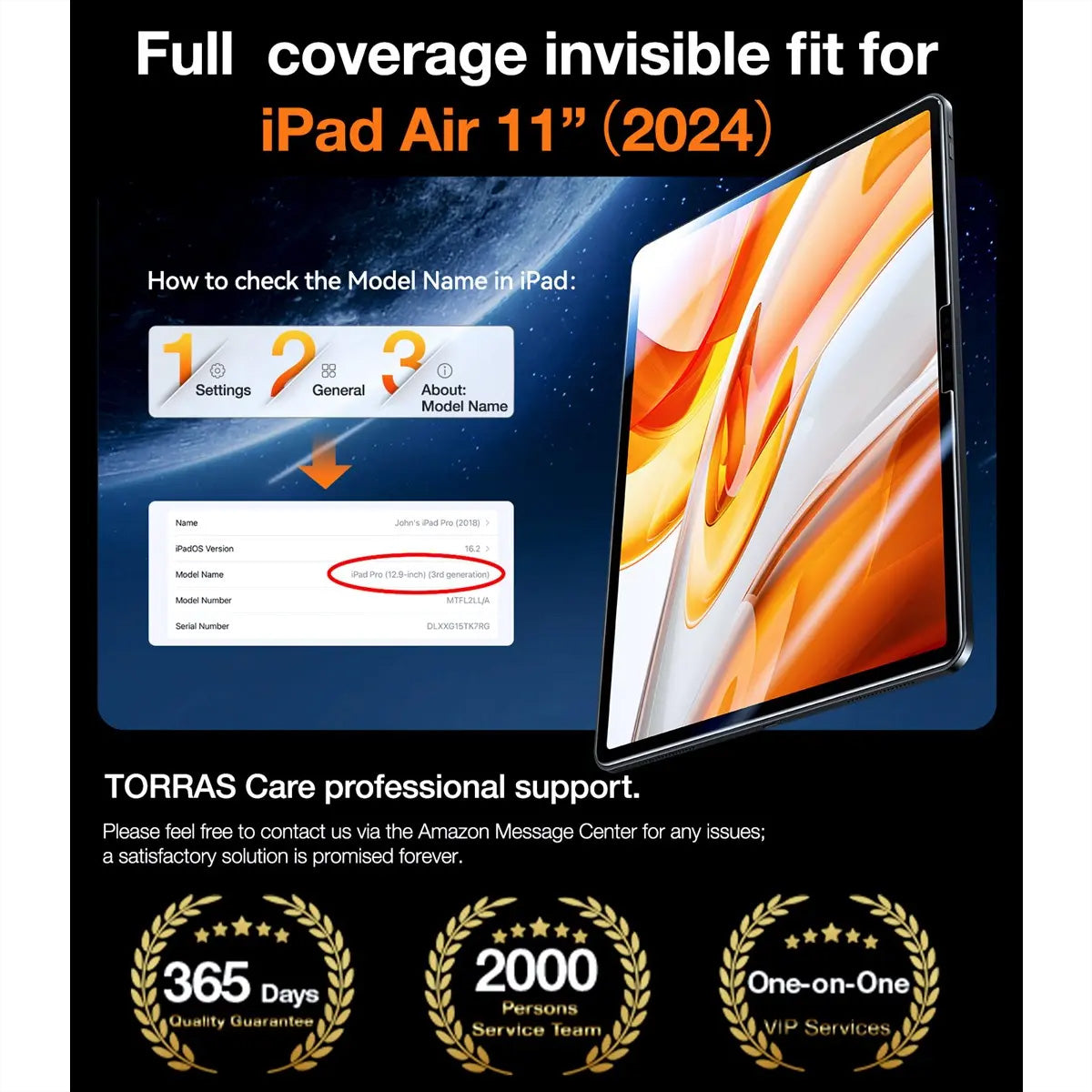 Torras Install Master Tablet-Hülle für iPad Air 11" (2024) – Transparent