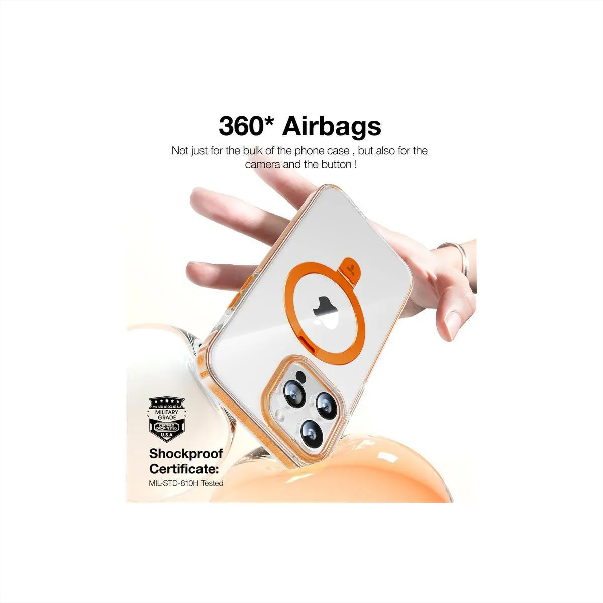 Torras UPRO Ostand Hue – Backcover – für Apple iPhone 15 Pro Max, MagSafe, mit Ständer, PC+TPU, Transparent
