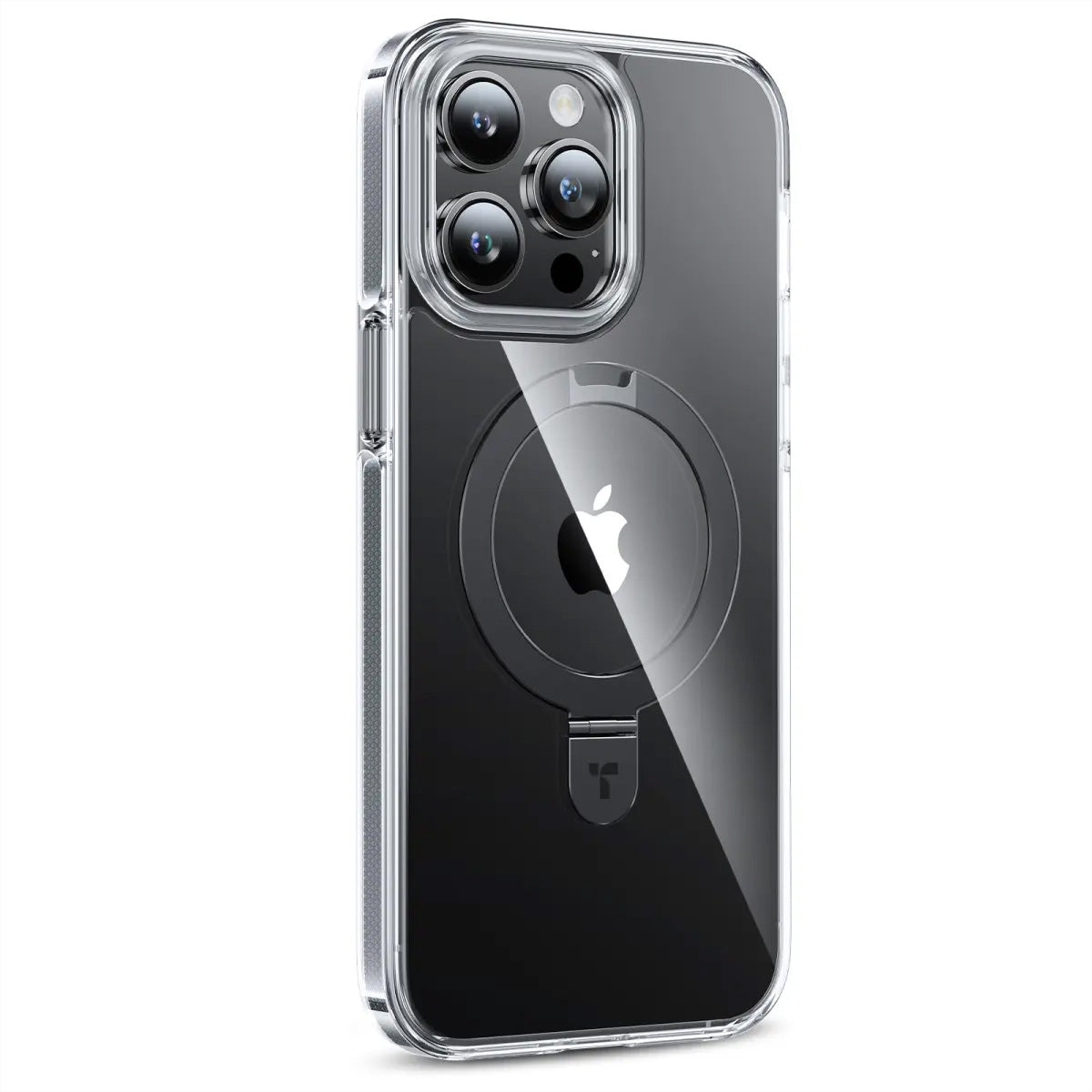 Torras UPRO Ostand Hue Backcover – für Apple iPhone 15 Pro Max, MagSafe, mit Ständer, PC+TPU, Transparent