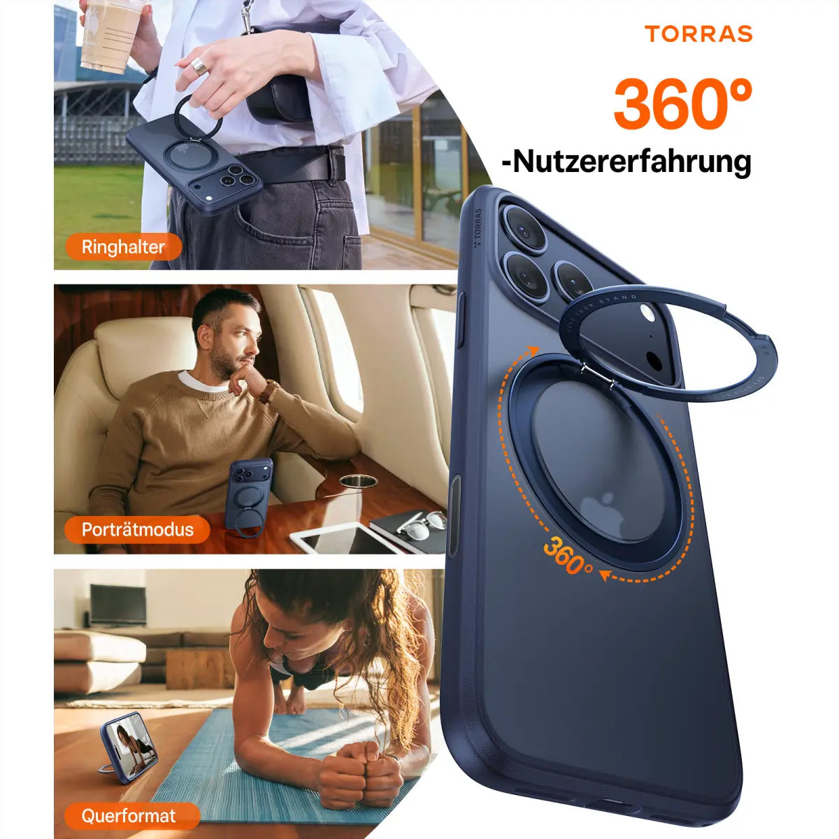 Torras UPRO Ostand Pro Backcover – für iPhone 17 Pro / 17 Pro Max, MagSafe, mit Ständer, PC+TPU, Blau