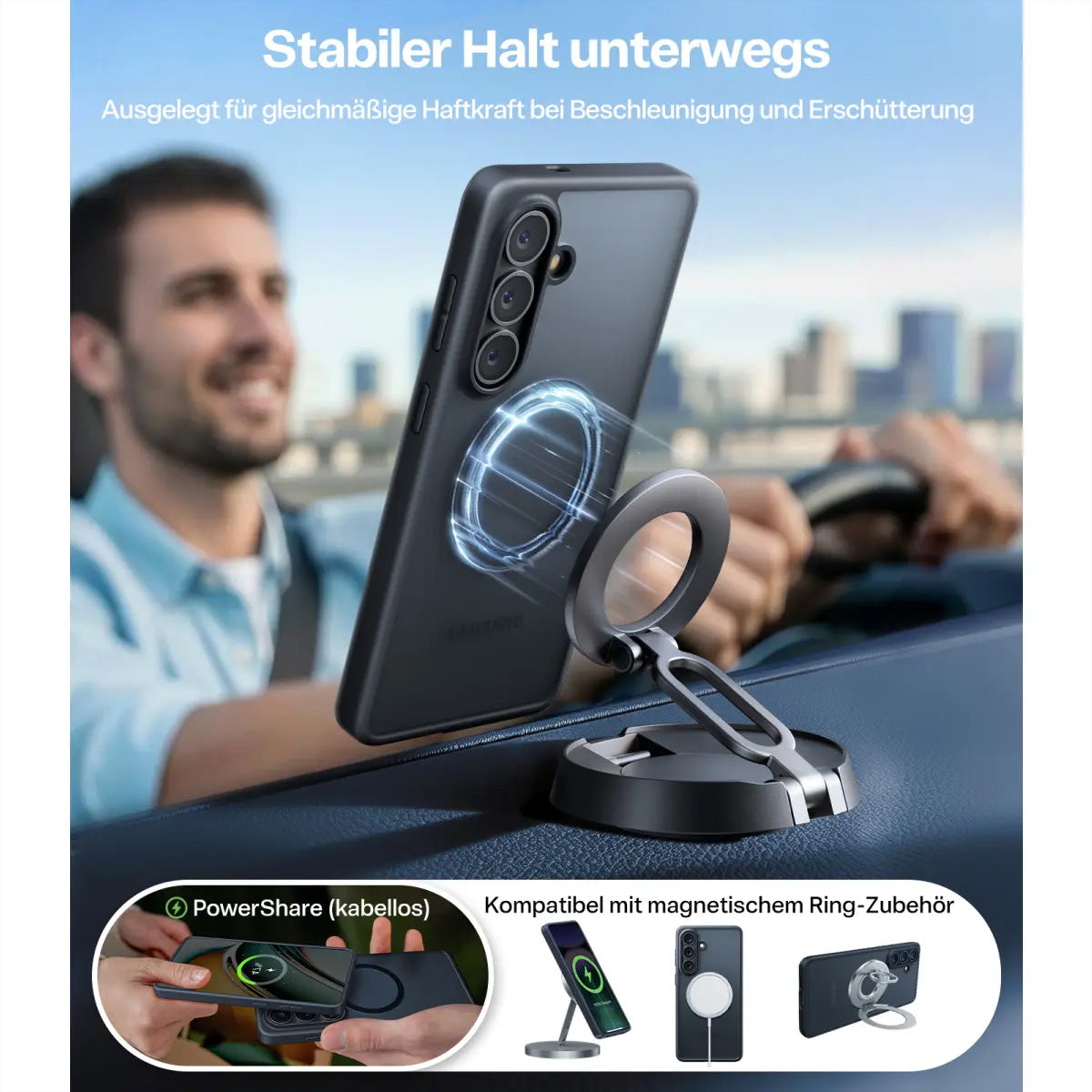 Torras Backcover – für Samsung Galaxy S26, MagSafe, PC+TPU, Schwarz/Transparent
