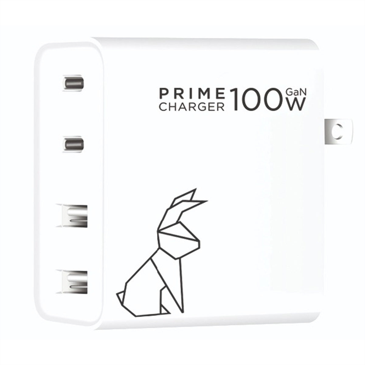 Rabbiter Prime Charger USB-Ladegerät 100 W – USB-C×2, USB-A×2 – GaN, weiss