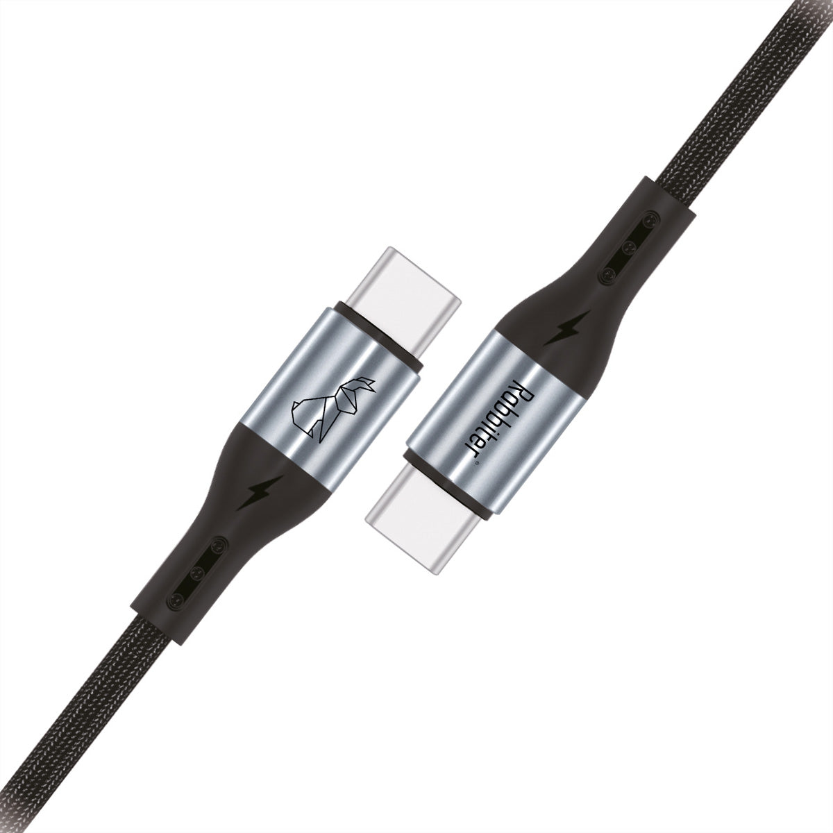 Rabbiter USB-C auf USB-C Kabel – USB 3.2 Gen 1 (5 Gbit/s) – 1,2 m – PD 60 W – Schwarz