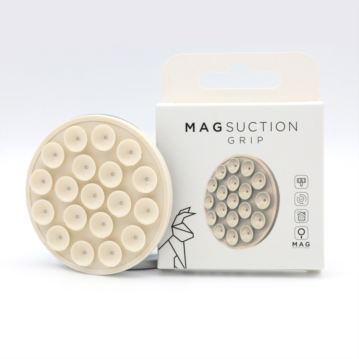 Rabbiter Tischständer, magnetisch, Saugnapf – universal – Elfenbein, TPU