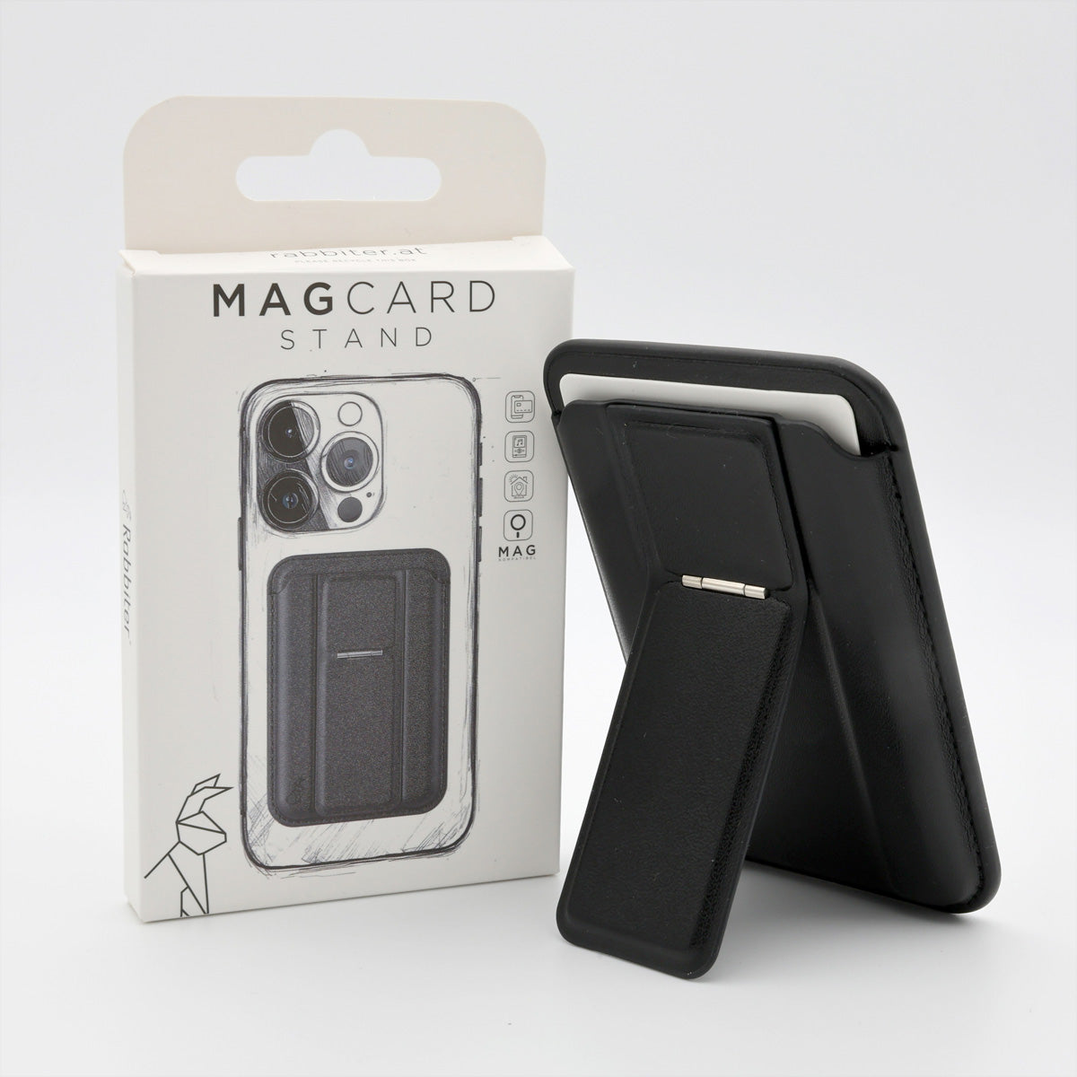 Rabbiter MagCardStand – Kartenhalter/Wallet – magnetisch – für Smartphones – Schwarz