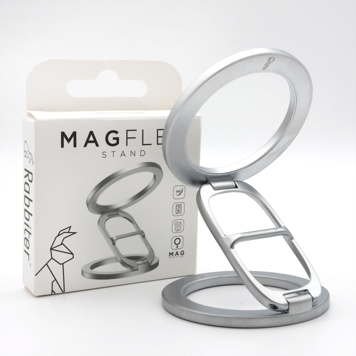 Rabbiter MagFlexStand – Tisch-Ständer – magnetisch – für MagSafe-kompatible Geräte – Silber