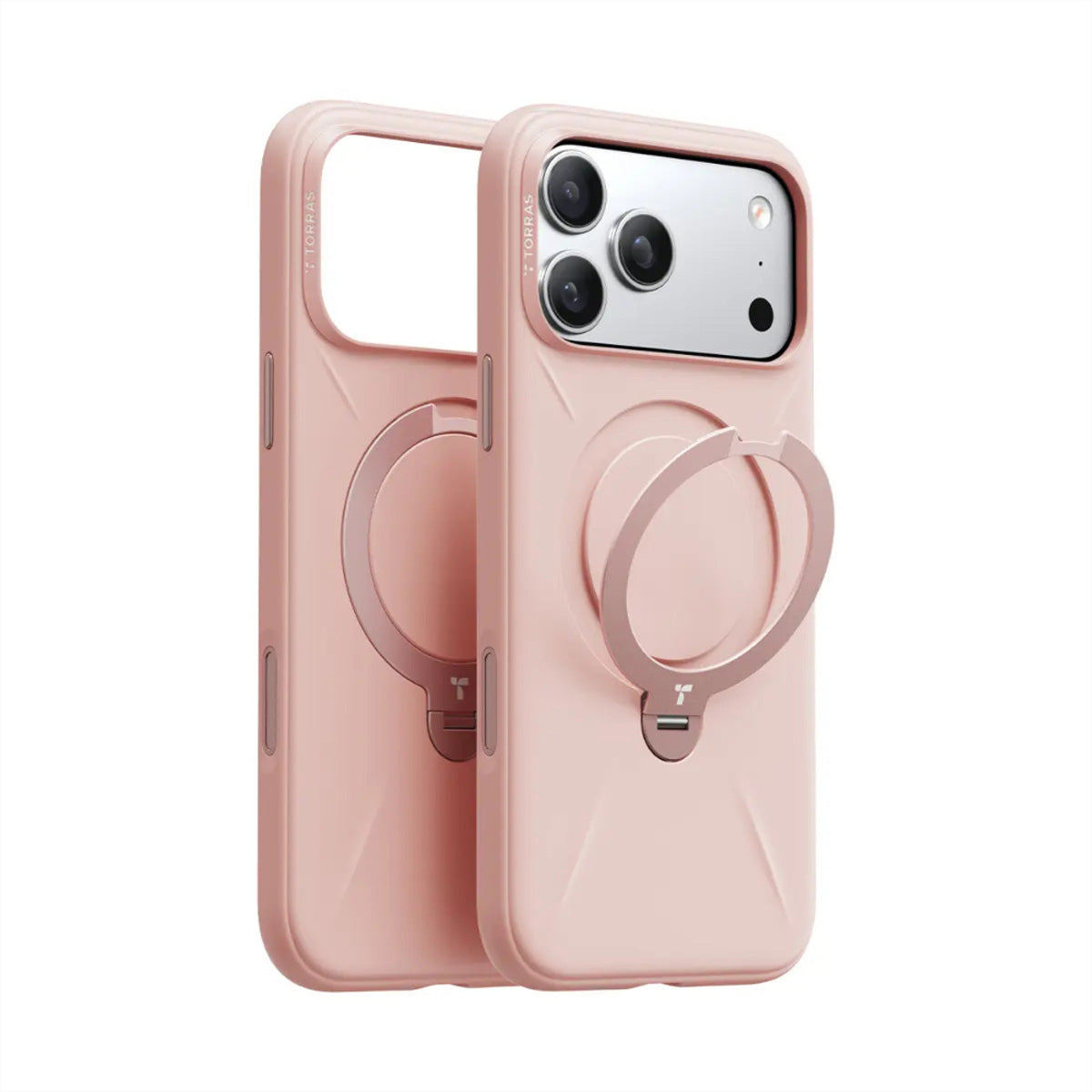 Torras Ostand Spin Softune Backcover – für Apple iPhone 17 Pro, MagSafe, mit Ständer, Kunststoff, Rosa