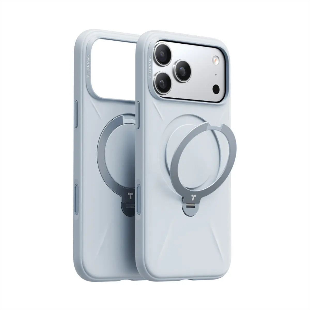 Torras Ostand Spin – Backcover – für Apple iPhone 17 Pro – MagSafe, mit Ständer, Kunststoff, Grau