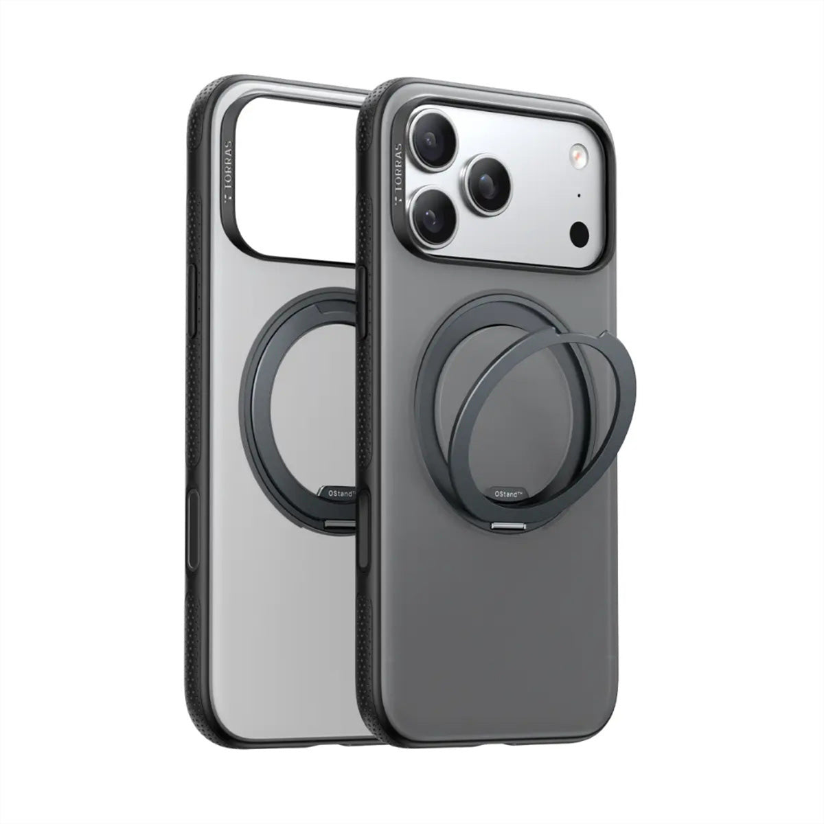 Torras Ostand R Fitness Backcover – für Apple iPhone 17 Pro Max, MagSafe, mit Ständer, PC+TPU, schwarz