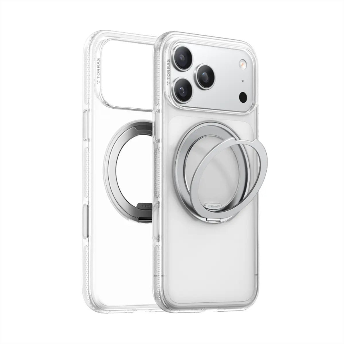 Torras Ostand R Fitness Backcover – für Apple iPhone 17 Pro Max, MagSafe, mit Ständer, PC+TPU, Transparent