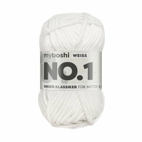myBoshi Nr.1 Wolle Weiss – 50 g, 55 m, Nadel 7 mm, 70% Polyacryl/30% Merinowolle, 1 Stk.