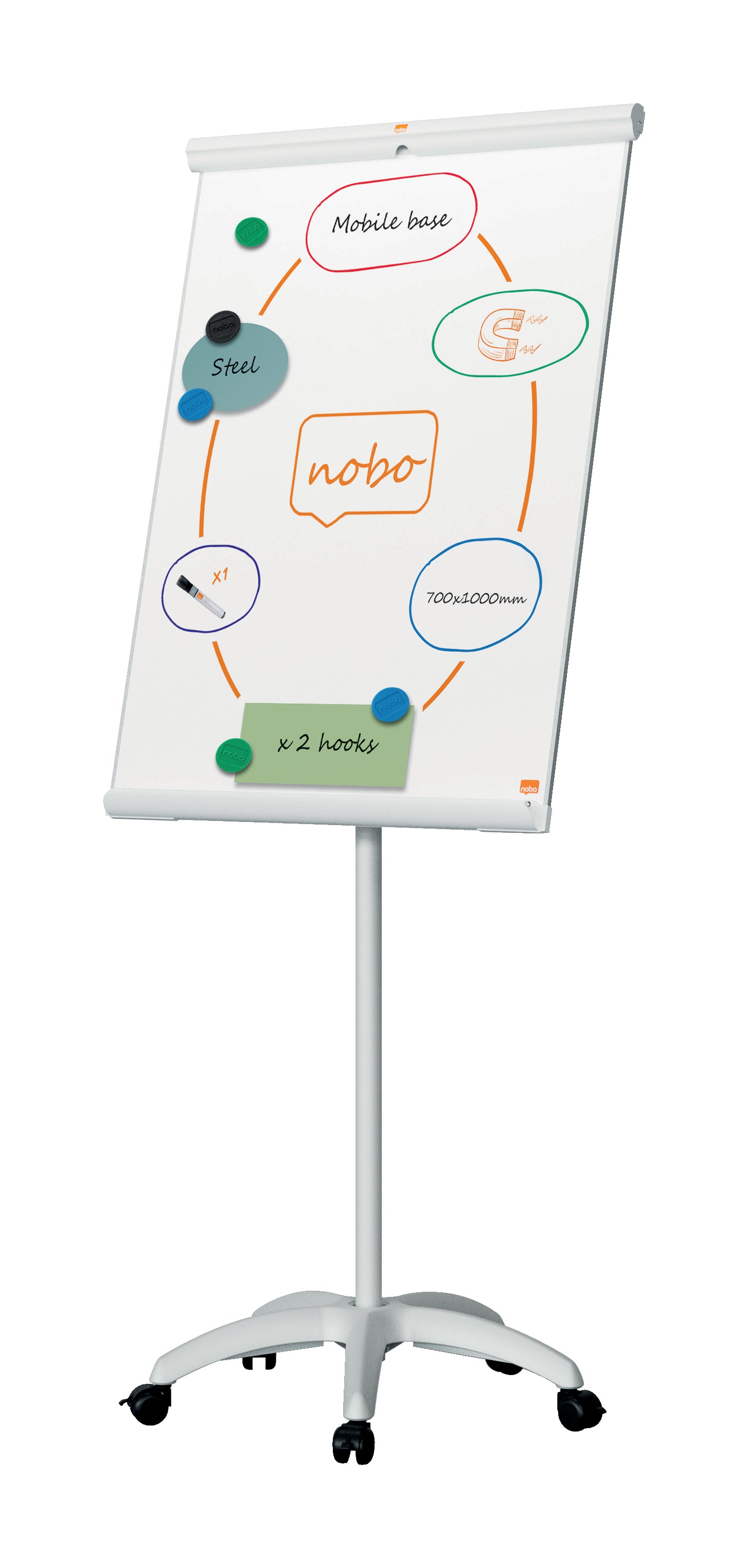 Nobo Premium Plus Mobiles Flipchart, Magnetisch – 70 × 100 cm