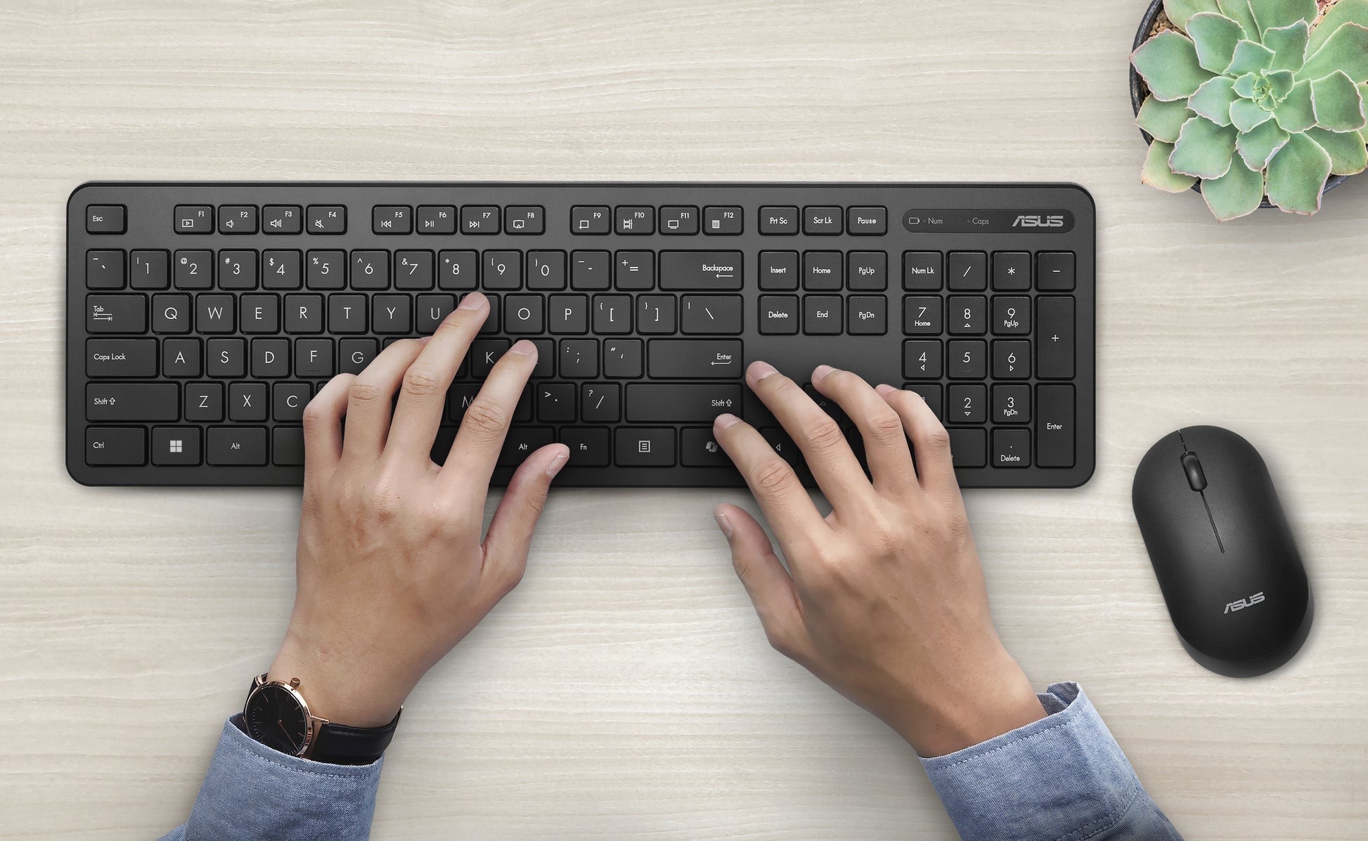 ASUS CW100 – Tastatur- und Maus-Set – 2,4 GHz USB-A (Empfänger) – Schwarz