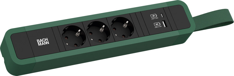 Bachmann PRIMO 2 Steckdosenleiste Typ E/F 3× – USB‑C×1, USB‑A×1 – 2 m Kabel