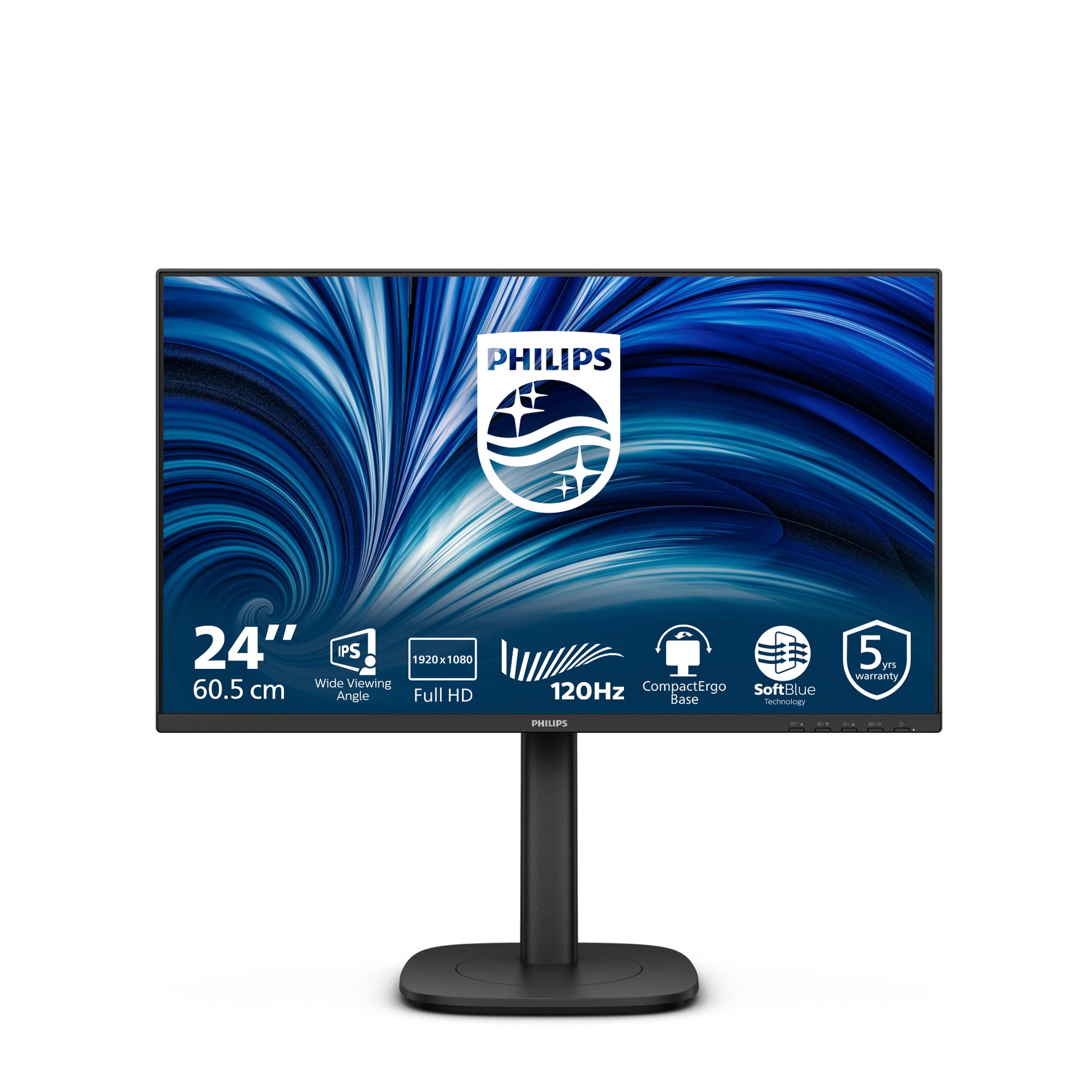 Philips 24B2N3200J/000 – Monitor, 23,8", IPS, 120 Hz, 300 cd/m², USB-Hub, Lautsprecher, Adaptive Sync, Schwarz