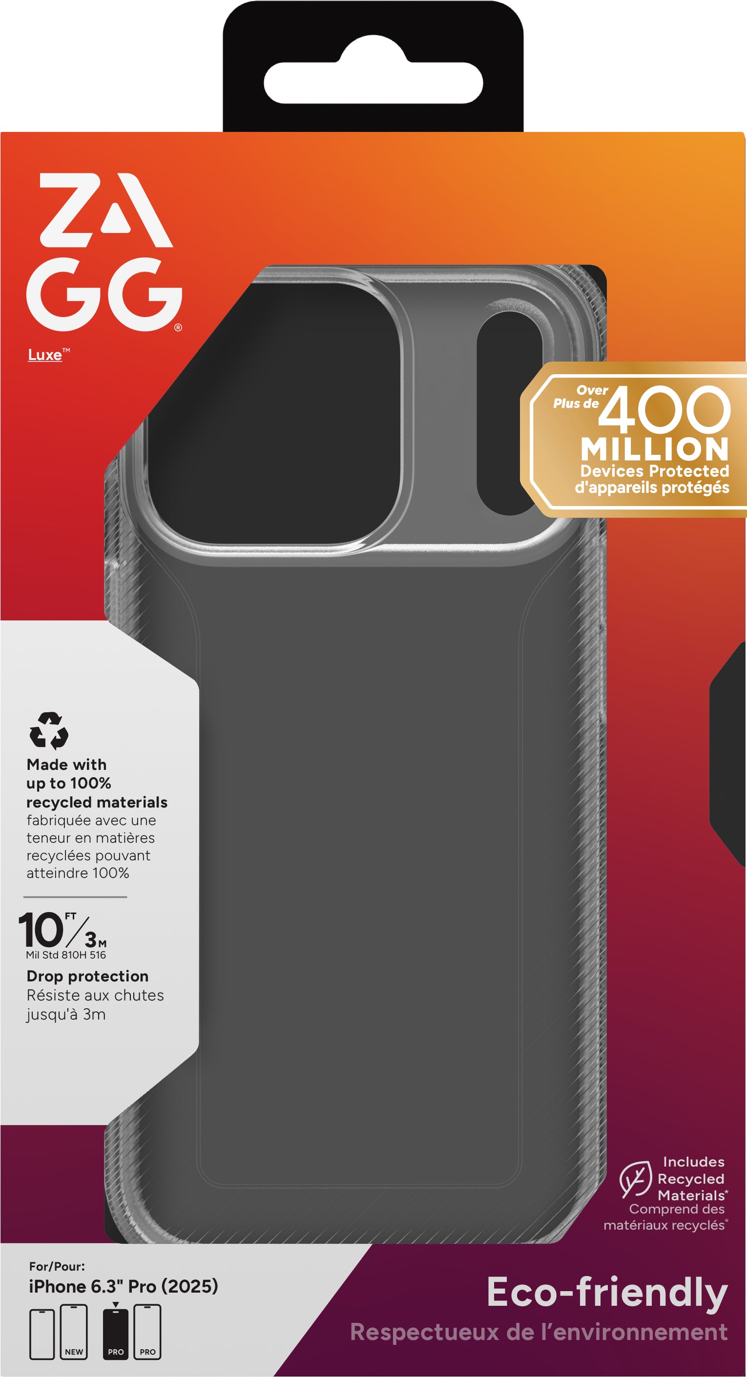 ZAGG Luxe Backcover – für Apple iPhone 17 Pro, MagSafe, Graphen, Transparent, bis 3 m Sturzsicher