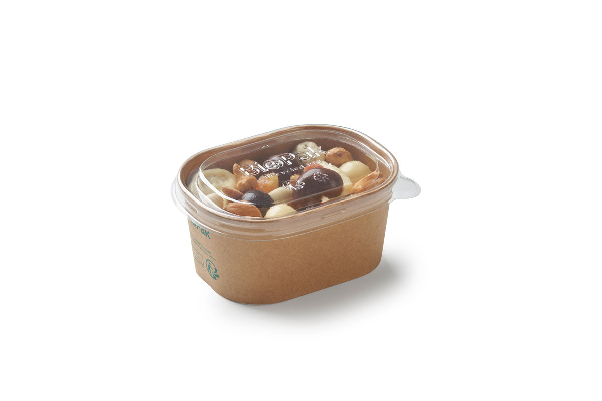 BioPak Take-away-Box, Papier/Karton (PLA-beschichtet) – 250 ml – 108 × 80 × 50 mm – braun – FSC – 60 Stk.
