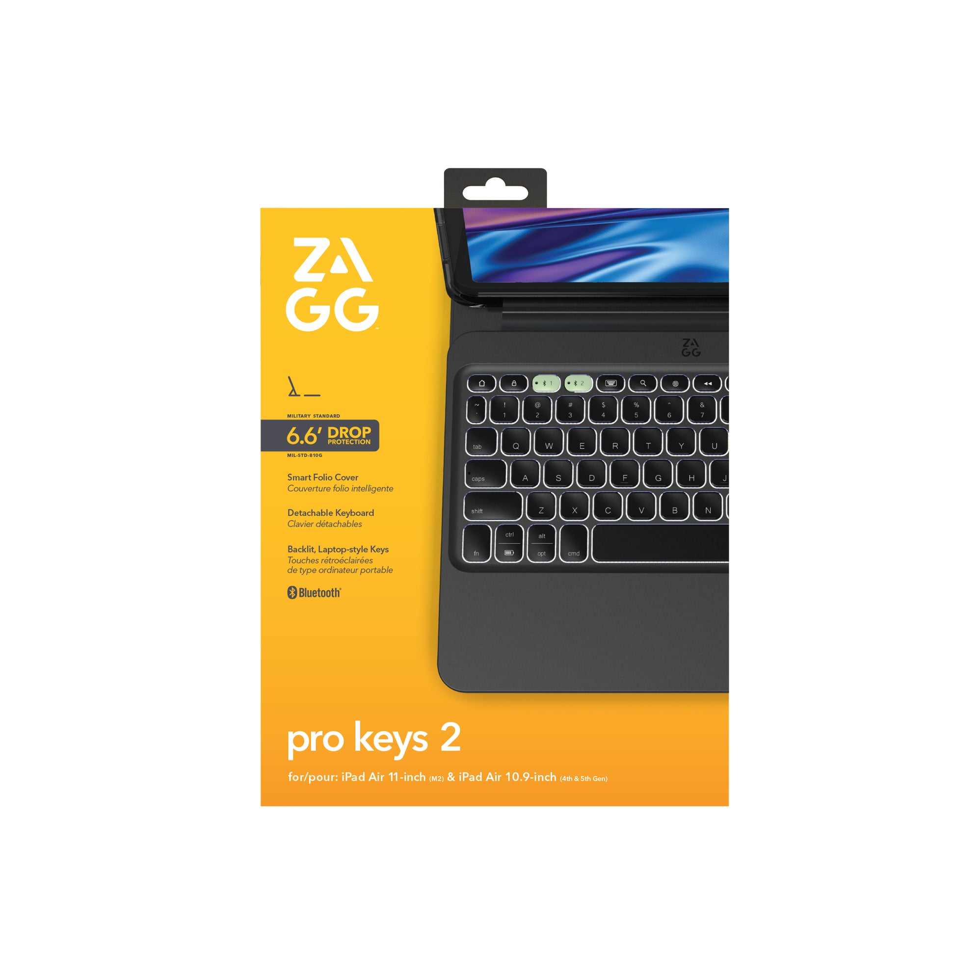 ZAGG ProKeys 2 – Tastatur, kabellos (Bluetooth), CH-Layout (DE-CH), RGB-Beleuchtung – für iPad Air 11 (10,9")