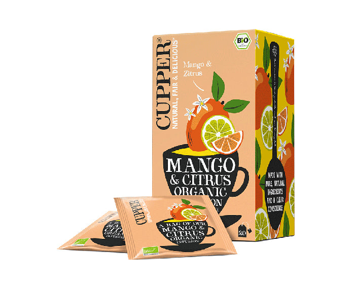 Cupper Tee Cupper – Früchtetee Mango & Zitrus – Teebeutel 20 Beutel – Bio