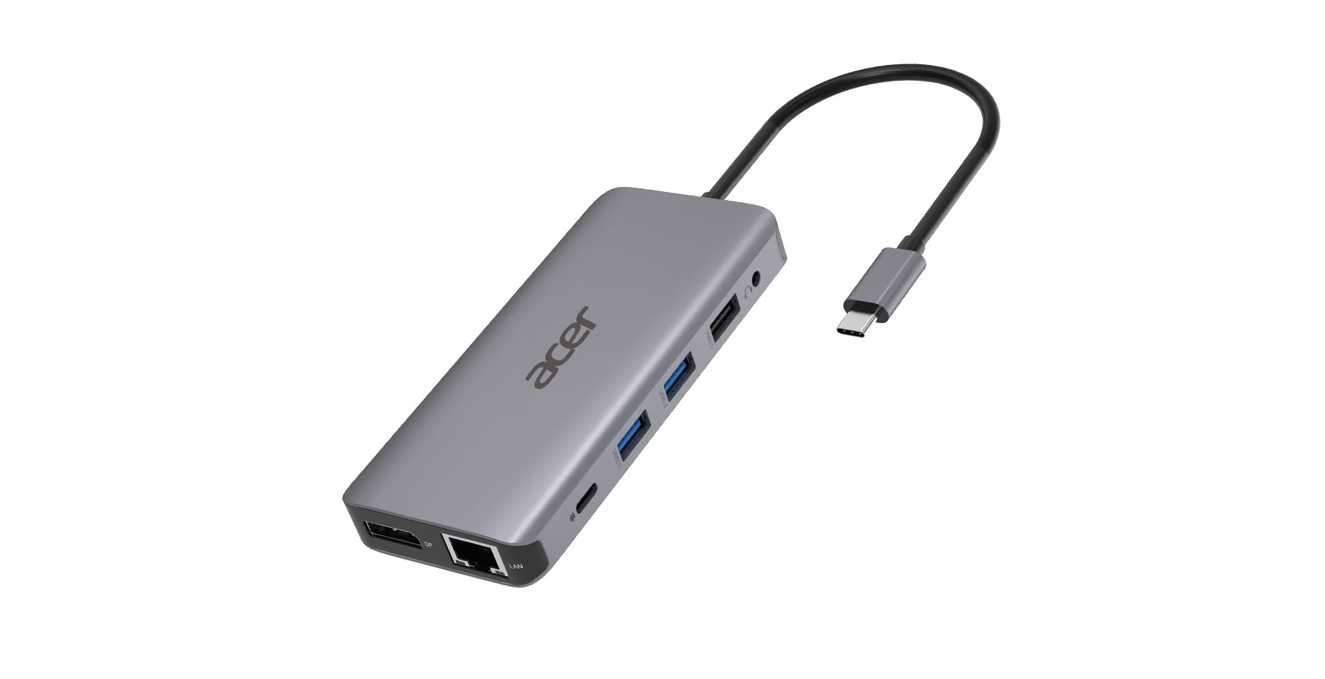 Acer Dockingstation – USB-C, 1× DP, 2× HDMI, 2× USB-A, 100 W PD, GbE, SD/microSD, 3,5 mm Audio