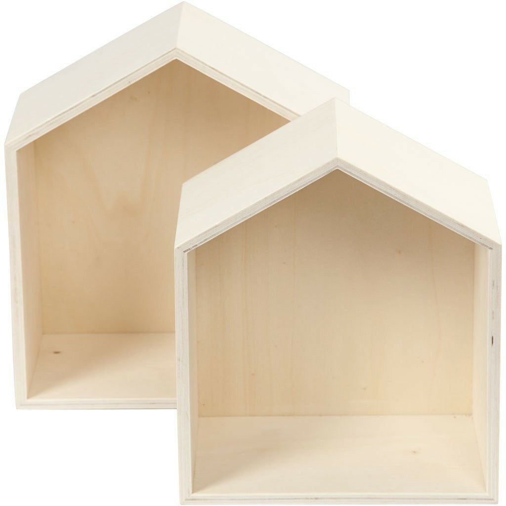 Creativ Company Aufbewahrungsbox Haus – Sperrholz – Braun – 225 × 250 × 125 mm – 2 Stück