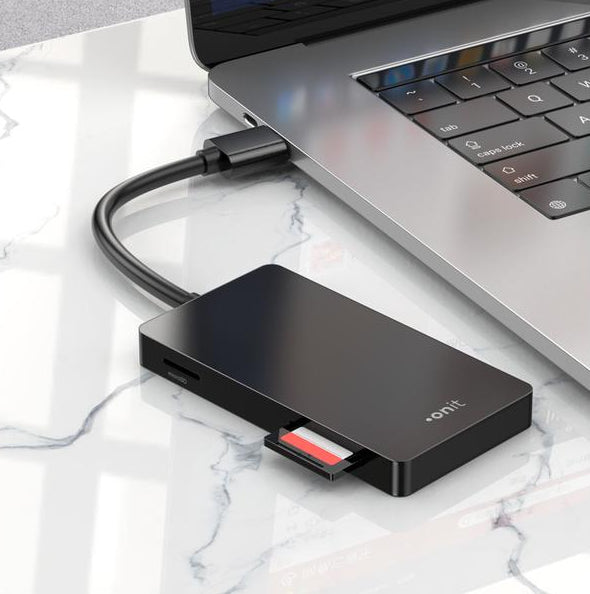 ONIT USB-Kartenleser USB-A – CF, microSD, SD – USB 3.2 Gen 1 (5 Gbit/s) – Schwarz